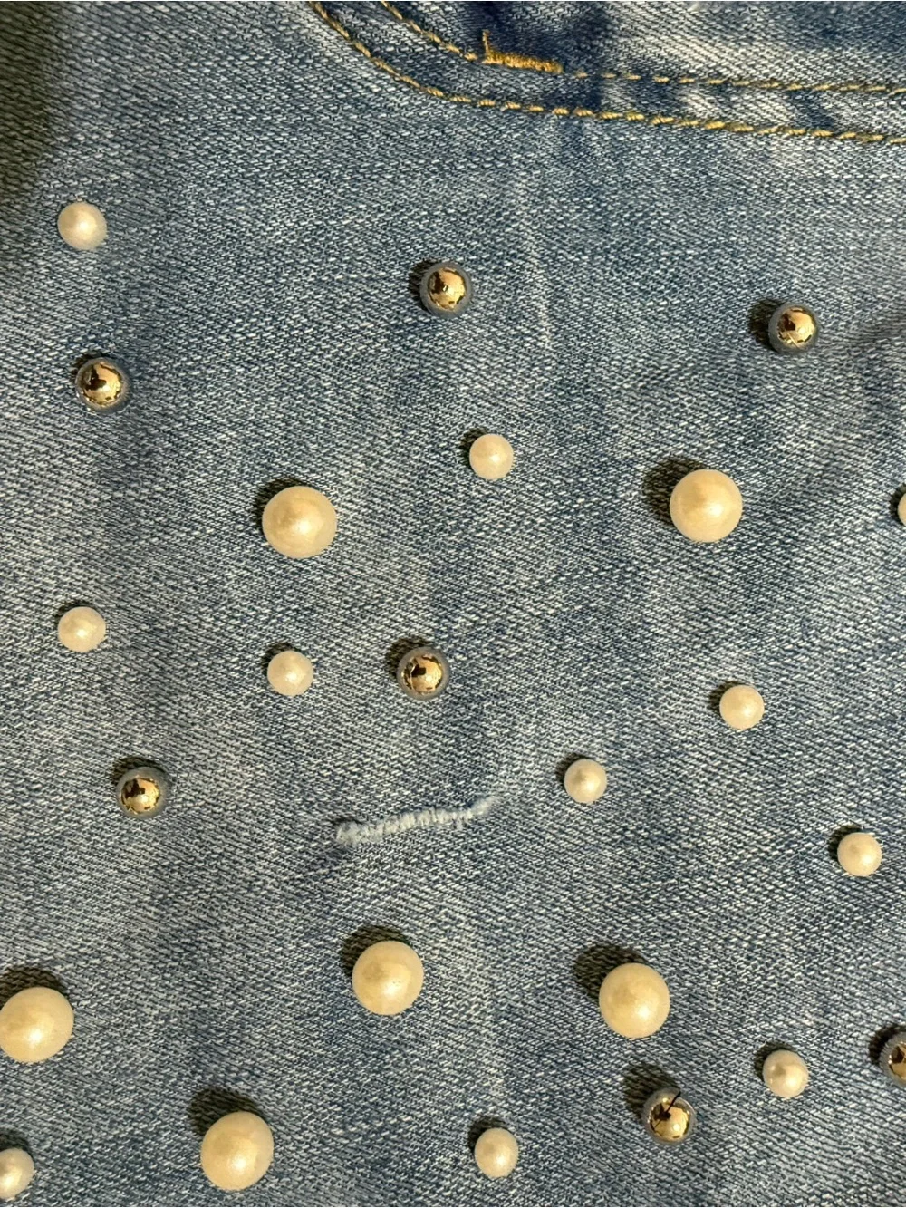 Judy Blue Light Blue Pearl-Embellished Skinny Jeans